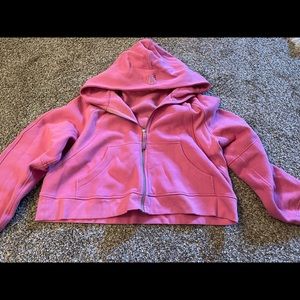 Rare Pink Lulu Cropped Scuba Hoodie. VEUC.  Worn Once.